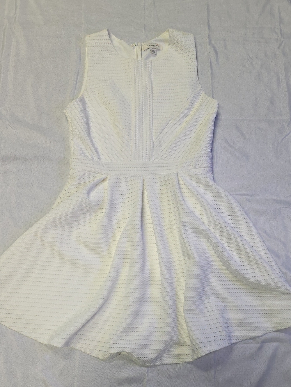 Francesca's Collections White Textured Fit-and-Flare Mini Dress